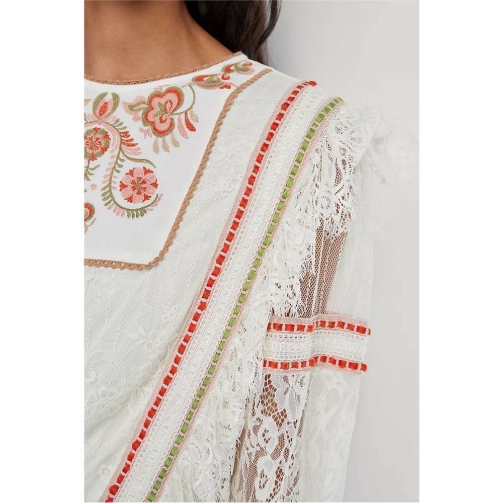 Anthropologie Bl-NK Tali Embroidered Lace Top S NWT - Picture 2 of 12